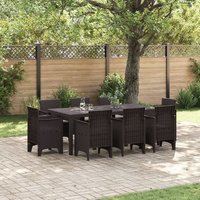 Conjunto de comedor de jardín de 9 piezas con cojines, rattan sintético V5304
