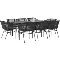 Set de comedor jardín 9 piezas cojines ratán polivinílico