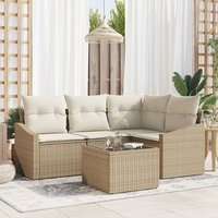 Conjunto de Sofás para Jardín de Ratán, 5 Piezas