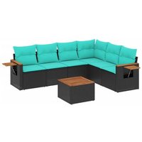 Set de Sofás de Jardín 7 piezas con cojines de rattan sintético V8147