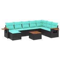 Conjunto de Sofás de Jardín 9 piezas con cojines de ratán sintético V0591