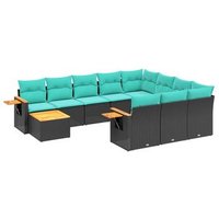 Set de Sofás de Jardín 11 Pzas + Cojines de Ratán Sintético V1710