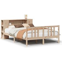 Cama con estantería de madera maciza de pino 120x200cm V0669