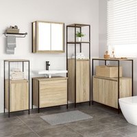 Juego De Muebles De Baño De 5 Piezas De Madera De Roble Sonoma