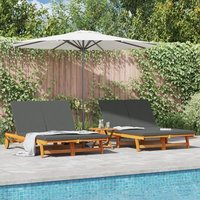 Sofá De Sol Doble Con Ruedas Y Cojín De Madera De Acacia