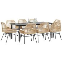 Juego de comedor de jardín 9 piezas con cojines de ratán sintético V7001