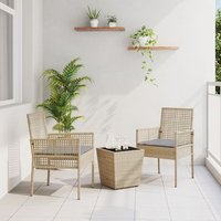 Conjunto De Bistro De Jardín De 3 Piezas De Polirratán