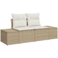 Sofá de jardín de 2 plazas con cojines de ratán V9739