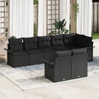 Juego de Sofá de Jardín de 8 Piezas con Cojines de Polirratán