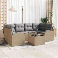 Conjunto de Sofá de Jardín de 7 Piezas Beige