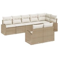Juego de Sofá de Jardín de 8 piezas con cojines en ratán V6774