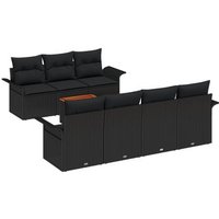 Juego de Sofás de Jardín de 8 piezas con cojines Poliratán Acacia V4037