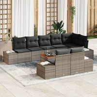 Juego De Sofás De Jardín De 9 Piezas Gris Poliratán Acacia V0861