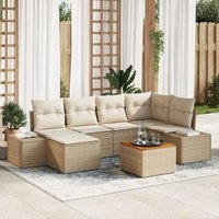 Juego de Sofás de Jardín de 7 piezas con cojines Poliratán Acacia V9215