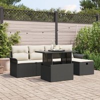 Juego de Sofá de Jardín de 6 Piezas con Cojines de Ratán