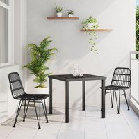 Conjunto de Comedor de Jardín Ratán Poli Negro