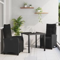 Conjunto De Comedor De Jardín De 3 Piezas Ratán Poliéster V3413