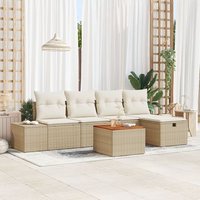 Conjunto de Sofá de Jardín 6 piezas, Rattan, Poliéster, Acero V0405 Único