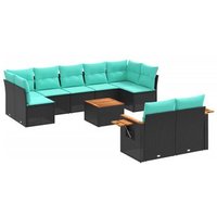 Sofá de Jardín Ratán Sintético Negro