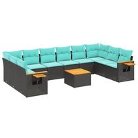 Set de Sofás de Jardín 11 Pzas y Cojines de Ratán Sintético V1369