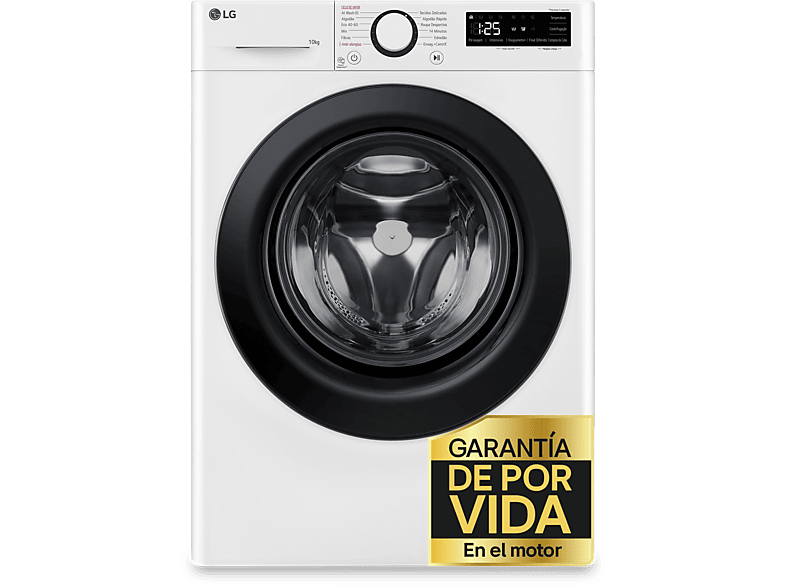 Lavadora LG F4X1009NWK, carga frontal, 9 kg, 1400 rpm, 10 programas, AI Direct Drive, Steam