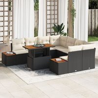 Conjunto de Comedor de Jardín Negro Poliratán Acacia