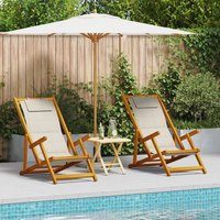 Sillas de playa plegables 2 unidades madera maciza de acacia y textil V3649