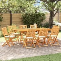 Set de 8 Sillas de Jardín Plegables de Madera Maciza de Acacia V7142