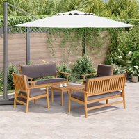 Juego de sofá de jardín de 5 piezas con cojines de madera maciza de acacia V7296