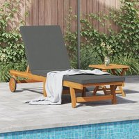 Sillón de Playa con Ruedas, Mesa y Cojín de Madera Maciza de Acacia