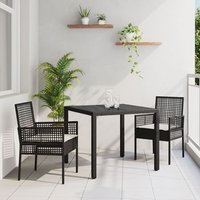 Conjunto de Comedor de Jardín de Ratán Sintético Negro