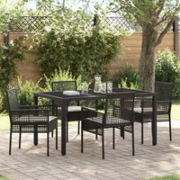 Conjunto de Comedor de Jardín de 5 Piezas con Cojines de Polirratán V0771