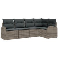 Juego de Sofá de Jardín 5 Piezas con Cojines Poliratán V6255