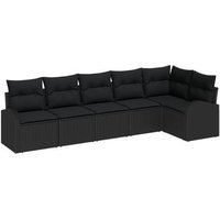 Juego de Sofá de Jardín de 6 piezas con cojines Poliratán V6491