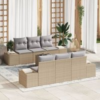 Set de Sofá de Jardín 7 piezas con cojines de rattan de poliéster V5363 Unico