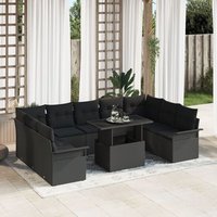 Conjunto de Jardín de Ratán Negro de 10 Piezas