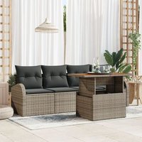Conjunto de Sofás de Jardín de 5 Piezas Gris Rattan
