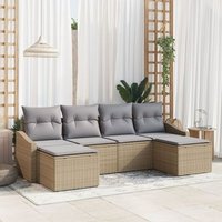 Conjunto de Comedor de Jardín de Ratán de 6 Piezas