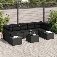 Conjunto de Sofá de Jardín de 8 Piezas Negro