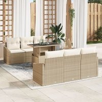 Conjunto Sofá de Jardín 7 Piezas Beige