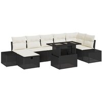 Sofá de Jardín de Ratán de 8 Piezas