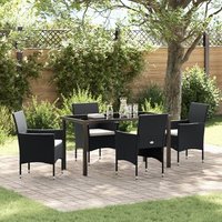 Conjunto de Comedor de Jardín de 5 Piezas Negro Poliratán V6460
