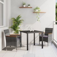 Juego de Comedor de Jardín 3 Piezas Rattan Poliéster