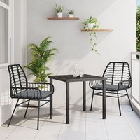 Juego de comedor de jardín de 3 piezas con cojines de rattan poliéster V7756