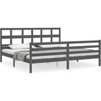 Estructura de cama con cabecero de madera maciza 200x200 cm