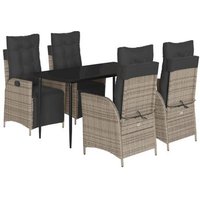 Set Comedor de Jardín 5 Piezas Ratán Sintético, Mesa 140cm