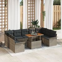 Conjunto de Sofá de Jardín Set de 10 (Rattan y Poliéster) V4905