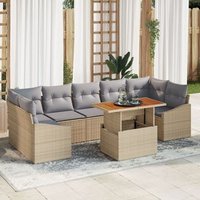 Conjunto De Comedor De Jardín De 8 Piezas Ratán Sintético Acacia