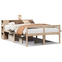 Cama con Estantería de Madera Maciza de Pino 140x190cm