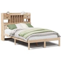 Cama con estantería sin colchón de madera maciza de pino 135x190 cm V1185
